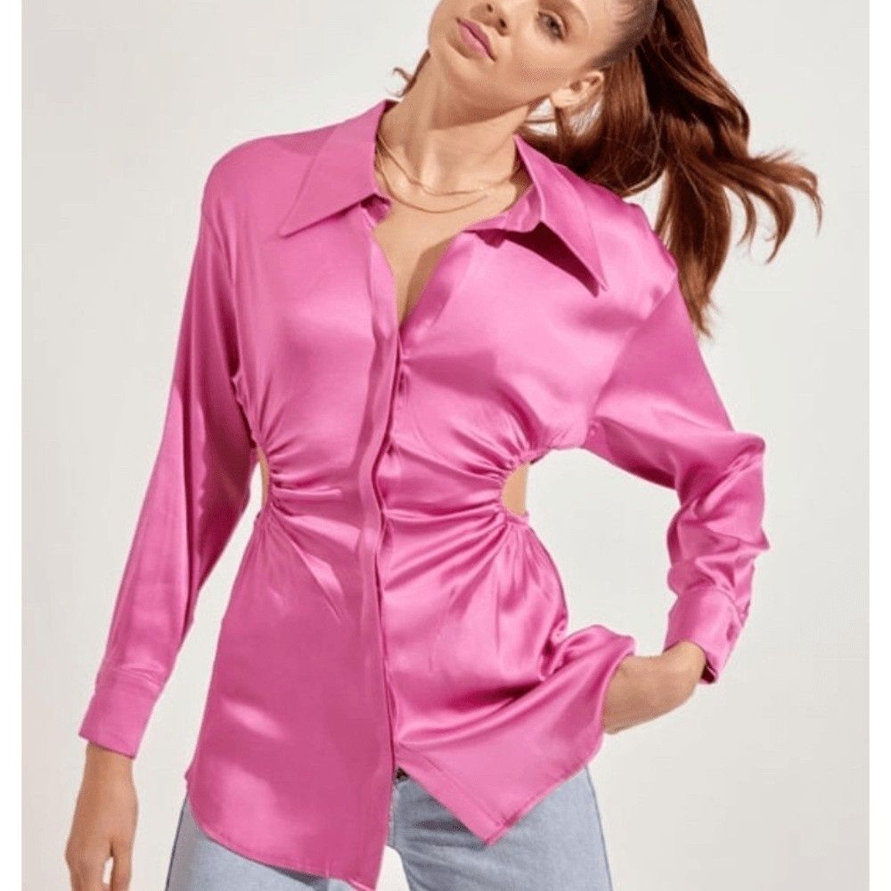 Setre Ecru Tunic Top in Satin Pink